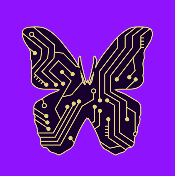 Large circuitboard butterfly for logo